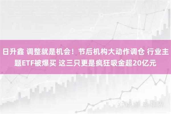 日升鑫 调整就是机会！节后机构大动作调仓 行业主题ETF被爆买 这三只更是疯狂吸金超20亿元